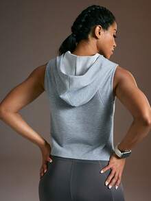Powerista Women's Casual Drawstring Hooded Sleeveless Sweatshirt - Light Grey - View 3