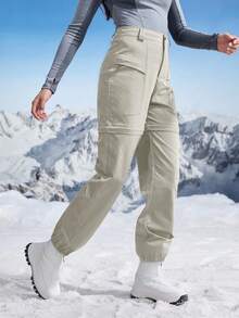 In My Nature Women's Solid Color Detachable Zipper Hiking Pants - Light Grey - View 4