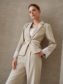 MOTF PREMIUM WOMEN'S FASHIONABLE PATCHWORK THIN BLAZER - Green - View 4