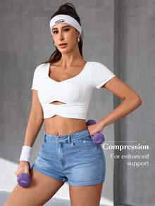 Flexra Quần short denim dáng ôm, chất liệu denim mài, thích hợp mặc mùa hè. - Rửa nhẹ - Xem 3