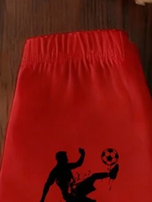 6件套春夏休闲时尚创意图案T恤短裤套装，适合幼儿男童，图案包括23号足球运动员、篮球运动员剪影、泼墨和字母印花，舒适日常穿着。 - 彩色 - 查看 8