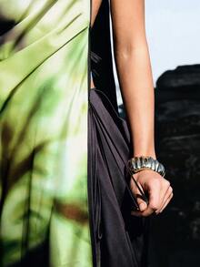 Femmeiva Brown Backless Tie-Up Design Dress For Women - Multicolor - View 6