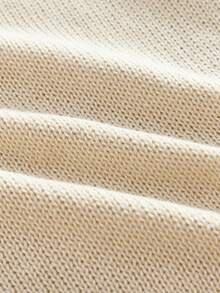 ROMWE MEN Áo vest dệt kim cổ chữ V họa tiết cờ Anh dành cho nam, kiểu dáng thường ngày, phong cách bụi bặm. - Màu be - Xem 5