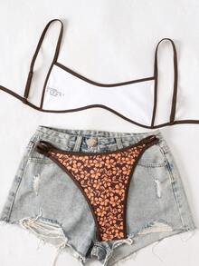 Swim Mod 2pcs/Set Women's Sexy Random Print Swimsuit For Beach Vacation, Padless Adjustable Strap Backless Bikini Set - Multicolor - View 2