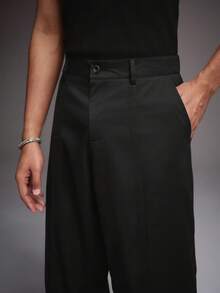 STYNVO Men's Casual Solid Color Button Pocket Suit Pants Formal Pant Black Work Pants Black Work Trousers Men Formal Pants For Ceremony - Black - View 4