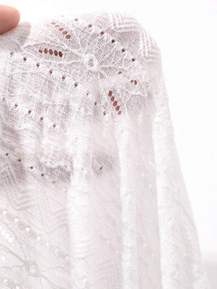 Women's V-Neck Short Sleeve Lace Textured Casual Street Style Sexy T-Shirt