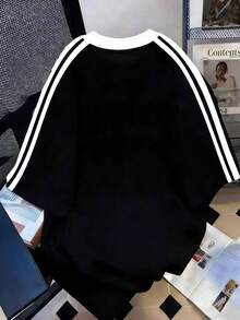 Manfinity Joysei Men's Retro New York Black And White Striped Round Neck T-Shirt - Multicolor - View 2