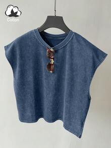 Claim Dot Áo ba lỗ vai rộng giặt thường ngày mùa hè cho nam - Màu xanh lam - Xem 3