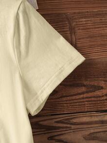 Selamara Áo thun nữ tay ngắn cổ tròn in hình trái tim, chất liệu 100% cotton, kiểu dáng thường ngày, đa năng. - Màu be - Xem 5