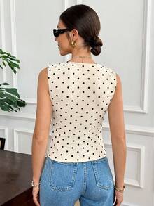 Camiseta de tirantes con estampado de lunares para mujer - Albaricoque - Ver 6
