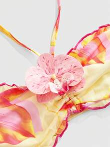 ROMWE Avant 女士复古度假风性感海岛风3D立体芙蓉花装饰超低腰迷你裙 - 彩色 - 查看 3