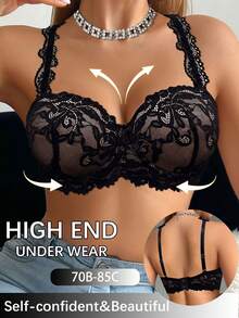 1 chiếc áo ngực ren có gọng dành cho nữ - màu đen - Xem 1