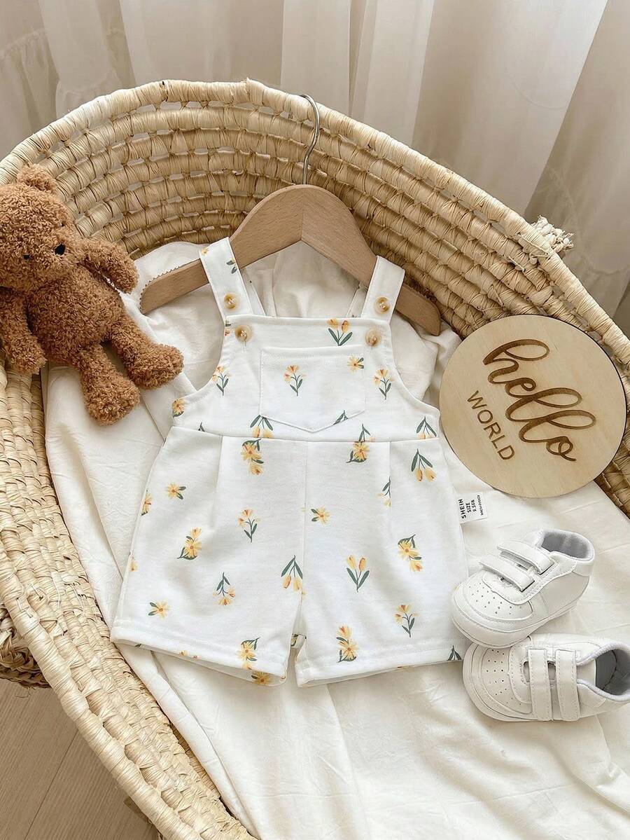 SHEIN 新生儿夏季休闲度假风碎花连体衣 - 彩色 - 查看 1