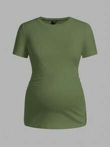 Modmama Maternity Casual Solid Color Stretchy Short Sleeve T-Shirt, Summer - Multicolor - View 9