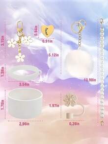 Ensemble d'accessoires pour Tumbler 40oz Compatible avec couvercle avec paille isolé Accessoires de protection en silicone Charms décoratifs Tasse étanche pour voyages, bureau, gym, activités extérieures Accessoires pour Tumbler Décoration de tasse Cadeau pour femmes Idées de cadeaux uniques - Multicolore - Voir 9