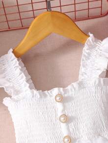 Glamorique Kids Đầm hè thời trang mới 2026 chất liệu mềm mại, co giãn, thích hợp cho kỳ nghỉ, du lịch, váy trắng dễ thương cho bé gái, không tay, xếp bèo, họa tiết hoa, thanh lịch, thường ngày, thắt eo, thích hợp cho tiệc tùng, lễ hội. - trắng - Xem 6