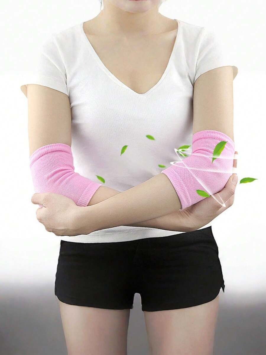 Paquete de 2 mangas hidratantes para los codos, calcetines con gel para los talones, coderas, adecuados para spa, hidratación y humectación de piel seca y agrietada. - Rosa - Ver 1