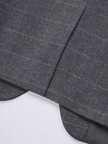 Manfinity Mode Bộ vest nam dài tay cài cúc phía trước, họa tiết kẻ sọc, gồm áo khoác và quần tây. - Màu Xám nhạt - Xem 6
