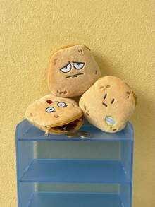 Joivida 1个可爱笑脸黄色土豆零钱包，卡通阳光土豆毛绒收纳袋，钥匙扣小包，卡哇伊包包挂饰 - 卡其色 - 查看 1