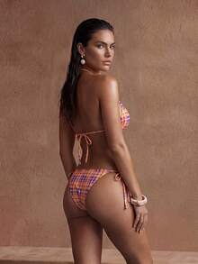 Anewsta Damen Bikini-Set mit Karomuster, 2-teilig für Strandurlaub - Verschiedenfarbig - Übersicht 9