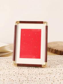 1 pieza Marco de fotos minimalista, soporte de exhibición de fotos de PC simple para decoración del hogar, Día de San Valentín, Boda de San Valentín, Cumpleaños - Nuez roja - Ver 4