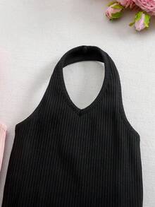 SHEIN 3件套可爱纯色针织吊带连体衣，女婴夏季款 - 彩色 - 查看 6