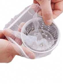 100pcs Kitchen Sink Strainer Bags, Disposable Anti-Clog Elastic Mesh Fits Most Drain Filters - White - View 3