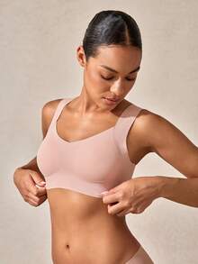 Removable Padded Comfortable Adhesive Seamless Bra, Lift & Enhance - Pink - View 6