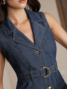 Anewsta Women's New Fashion Mother's Day Blue Denim Dress - Blue - View 1