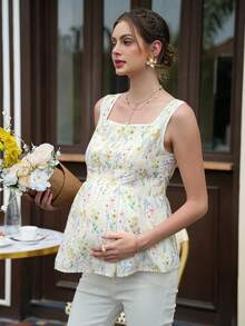 Momance Áo hai dây bầu cổ vuông thêu hoa, xếp ly - Nhiều màu - Xem 6