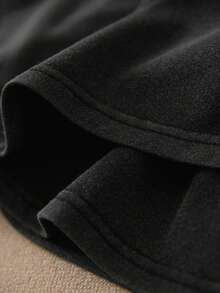 Elaquor Plus Size Summer Casual Wrap Shorts - Black - View 6