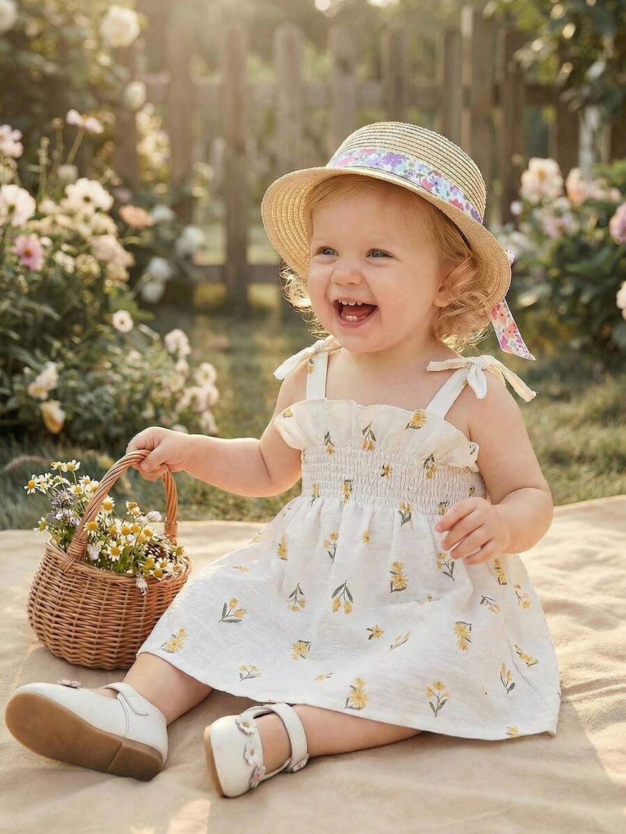 SHEIN Đầm midi xếp ly không tay nhiều màu sắc cho bé gái, chất liệu mềm mại và thoải mái, thích hợp cho kỳ nghỉ và các buổi tụ họp, xu hướng thời trang mới Xuân/Hè 2026. - Nhiều màu - Xem 1