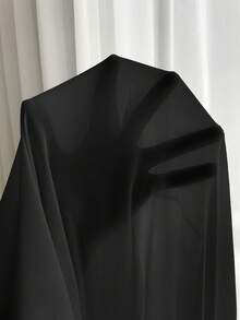 Vionelle Plus Size Solid Color Round Neck Ruffle Hem Elegant Long Sleeve Dress - Black - View 5