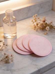 Makeup Remover Pads, 10 Pieces, Reusable, Washable, Gentle On The Skin, Makeup Remover Pads, Quick Makeup Removal, Suitable For All Skin Types. - Baby Pink - View 4