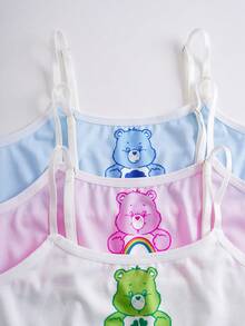 SHEIN X Care Bears 3件套少女熊系列吊带背心套装 - 白色 - 查看 3
