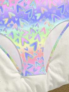 SHEIN Girls One Piece Swimsuit Quick Dry Swimwear Beach Bathing Suit For 8-14 Years - Multicolor - View 4