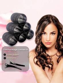 Self Grip Hair Rollers 6/12pcs, No Heat Curlers With Black Clips For Long/Short Hair - Black - View 7