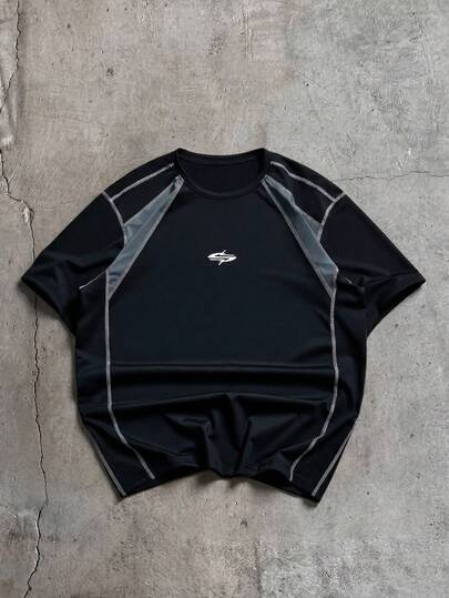 Manfinity Hypemode 男士针织休闲宽松短袖拼接T恤