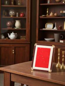 1 pieza Marco de fotos minimalista, soporte de exhibición de fotos de PC simple para decoración del hogar, Día de San Valentín, Boda de San Valentín, Cumpleaños - Nuez roja - Ver 6