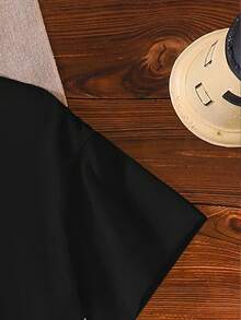 Young Girl Round Neck Cartoon Letter Print Casual Versatile Daily Wear Short Sleeve T-Shirt - Black - View 5