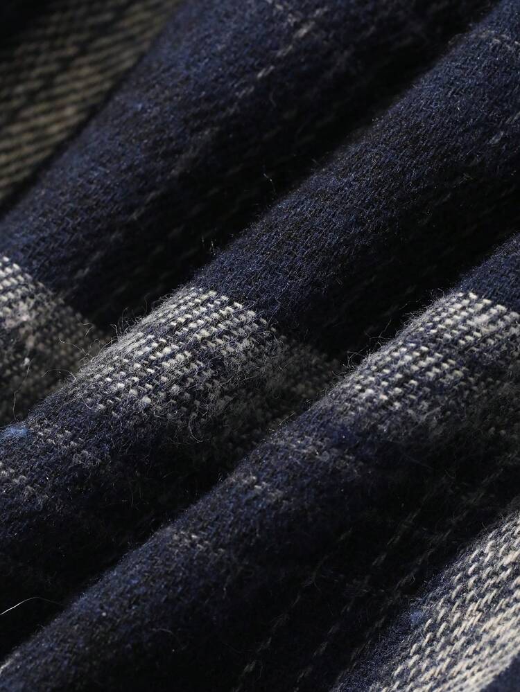 FRIFUL Women's Plaid Strap Patchwork Embroidered Cotton Fabric Front Bow Decor Casual Loose Versatile Tank Top, Autumn/Winter - Navy Blue - View 3