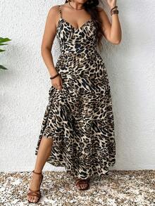 GlowEve CURVE Đầm maxi không tay, màu trơn, dáng rộng, có bèo nhún ở gấu váy, hở lưng, dây mảnh, thích hợp cho năm mới hoặc Lễ Tạ ơn. - Nhiều màu - Xem 3