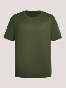 Driftmere Men's Casual Solid Color Short Sleeve T-Shirt, Comfortable & Breathable, Summer Style Gym Sport Workout - Army Green - View 3