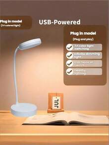 Teckwe Đèn bàn LED sạc USB, đèn đọc sách bảo vệ mắt, cấp nguồn qua USB, 3 mức độ sáng, chế độ ánh sáng trắng/trung tính/ấm có thể chuyển đổi, chức năng đèn ngủ, lý tưởng cho việc đọc sách và học tập tại nhà, văn phòng, dung lượng pin 800mAh. - Three-tone Lighting - Xem 11