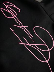 PAVTROS Áo hoodie nam màu trắng, thêu chữ nghệ thuật, khóa kéo kim loại, màu đen. - màu đen - Xem 3
