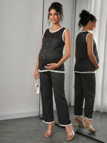 SHEIN 哺乳两件套 - 黑色 - 查看 5