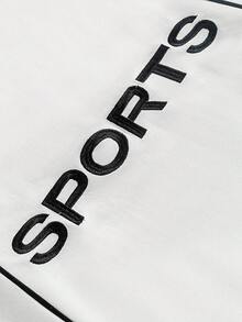 PAVTROS 男士春夏字母刺绣拼接短袖T恤，适合日常休闲穿着 - 白色 - 查看 3