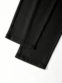 Manfinity Mode Plus Size Men's Slim Fit Black Suit Pants, Formal - Black - View 4