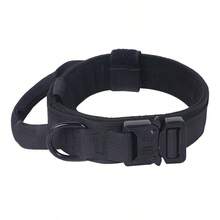 1pc Tactical Dog Collar, Premium Nylon Adjustable Dog Collar With Handle, Heavy Duty Metal Reinforced Buckle D-Ring Soft Cotton Padded Military Training Collar For Medium & Small Dogs - Multicolor - View 3
