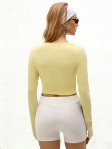 Eassivo 女士运动T恤和背心 - 黃色 - 查看 2